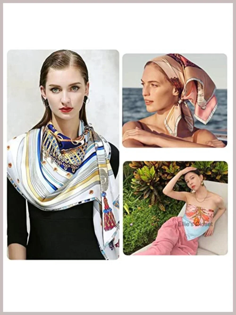 4 Pack Silk Like Square Head Scarves for Women Large Satin Hair Scarf Neck